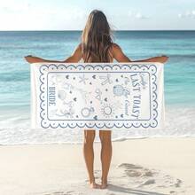 1pc 29″X58″ 31″X71″ Custom Bachelorette Beach Towel Personalized Last Toast On The Coast Bachelorette Party Pool Towel Bridal Party Gifts Beach Bachelorette - 白色 - 查看 5