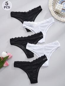 5 pièces Maillot de bain culotte de couleur unie - Été Plage & Natation - Multicolore - Voir 1
