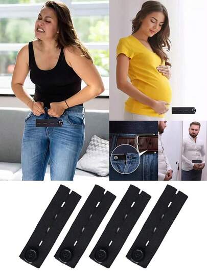 4 piezas/2 piezas Extensor ajustable de cintura elástica, Hebilla extensora de cintura para pantalones, Botón estirable para cintura de embarazada, Clip extensible de cintura elástica para pantalones, jeans y pantalones