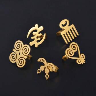 1ชิ้น แหวนเหล็กกล้าไม่เป็นสนิม ขนาด 3 ซม. ลาย Gye แอฟริกัน สัญลักษณ์ของ Nyame อียิปต์ เครื่องประดับวัฒนธรรม แหวนแต่งงาน