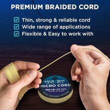 TECEUM Micro Paracord – 118 Mm X 125 Ft – Micro Utility Cord – Thin Braided Paracord Rope – Best Crafting, Projects, Fishing, Camping – Wind Chime – Survival Strong String - Golden Sand - 查看 5