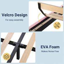 Allewie Twin/Full Size Platform Bed Frame With Velvet Upholstered Headboard And Wooden Slats Support, Fully Upholstered Mattress Foundation, No Box Spring Needed, Easy Assembly, Pink* Bed Frame Queen Queen Bed Frame Bed Frame Full Full Size Bed Frame King Size Bed Frame Twin Bed Frame Room Decor Home Decor Christmas Decor Bedroom Decor Valentine Day Decor Storage Living Room Decor Furniture House Decor - 粉色 - 查看 6