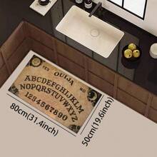 1 pieza Alfombra de entrada con estampado de calavera, alfombra de área artística negra para sala de estar, baño, cocina, entrada, balcón, decoración del hogar, absorbe la suciedad, cafetería, bar, vacaciones, fiesta, dormitorio, baño, decoración de cocina