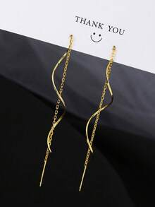 Gold Spiral Chain Earring 18k Gold Plated 925 Silver - Gold - View 7