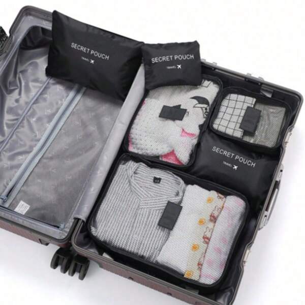 6pcs/Set Travel Storage Bag Set, Multipurpose Organizer Bags Including Cosmetic Bag, Toiletry Bag, Foldable Storage Bag, Dust-Proof Luggage Bag, Dorm Room & Moving Essential Organizer Bag, Suitable For Clothes, Shoes, Underwear, School Supplies, Closet Storage Travel Essentials Travel Accessories Travel Bag Vacation Holiday Back To School School Stuff Packing Cubes Dorm Room Essentials College
