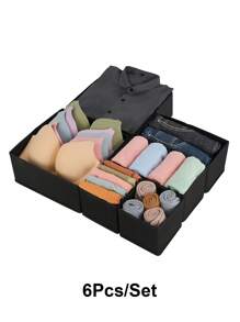 1/6 Stück faltbare Stoff-Aufbewahrungsboxen, Kleiderschrank Schubladen Organizer Behälter für Kleidung, Unterwäsche, Büstenhalter, Socken, Wäsche