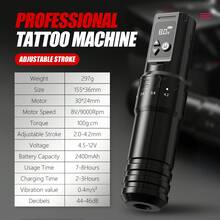 XNET T1 1Set Wireless Tattoo Machine Pen Full Completed Kit Adjustable Stroke Custom Motor Makeup Pen 20pcs Cartridges For Tattoo Art - Black - View 3