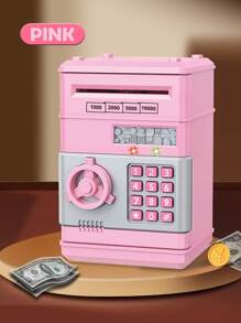 Hucha eléctrica de gran capacidad tipo Hucha ATM con función de desenrollado automático, desbloqueo con contraseña, con luz y sonido, caja para guardar monedas como juguete para niños y niñas, incluye algunos accesorios aleatorios - No incluye baterías regulares