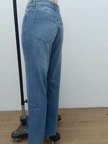 Jeans rectos de pierna ancha y estilo vintage para mujer