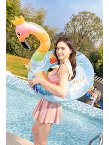 1pc Colorful Flamingo Inflatable Swimming Ring, Thick Flamingo Swim Ring, High-Quality Underarm Float - Multicolor - View 4