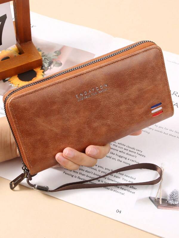 Men's Business Fashion Long Wallet Vintage Style Zipper Wallet With Card Slots Large Capacity Wallet For Work & Daily Use For Women Money Wallet Purse Wallet Wristlet Wallet For Men