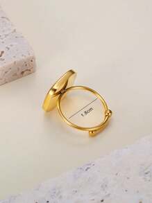 1 Stück eleganter, minimalistisch gestalteter quadratischer Druse-Perlen-Ring aus rostfreiem Stahl in verstellbarer Größe für Damen, Geschenk für die Verlobung