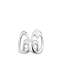 1 pieza Grillz con corazón hueco y empalme de doble perla, joyería para los dientes de estilo hip-hop apta para uso diario