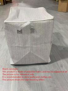 Una caja de almacenamiento plegable con manija, adecuada para organizar cosméticos. Cuenta con una gran capacidad hecha de tela no tejida y poliéster, diseñada con un elegante patrón de rayas grises, perfecta para la organización del armario, cajas para organizar, caja de almacenamiento, caja organizadora, organizadores, organizador de ropa, ideal para almacenar ropa y edredones - Multicolor - Ver 7