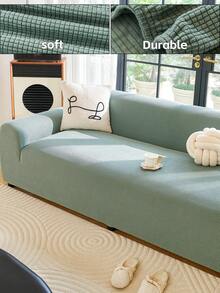 1pc All-Season Sofa Cover, 3D Textured & Full Protection Elastic Slipcover, Modern Minimalist For Living Room And Bedroom