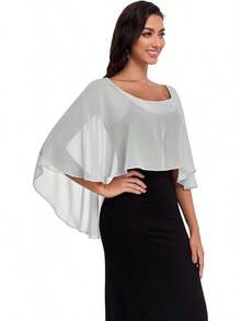 Sheer Shawls And Wraps Evening Dresses Chiffon Capes Women Soft Wedding Cover Up - 銀灰 - 查看 3