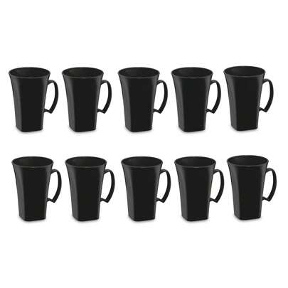 Caneca Preta Cappuccino 400ml Plastico BPA Free Jogo 10un
