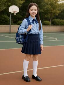 12 Pares Calcetas Escolares Blanca Niña Calidad Premium 100 Algodon Blanco Liso Escolar calcetas escolares blancas Halloween premium algodón decoración comfy uso diario school socks festival fiesta autumn tema niñas niñas school supplies - Blanco - Ver 3