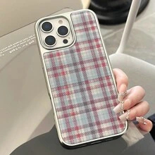1 pieza Funda de teléfono GUCADI con acabado plateado, estilo coreano dulce de resina con borde enchapado, compatible con Apple/Series, minimalista, retro y clásica
