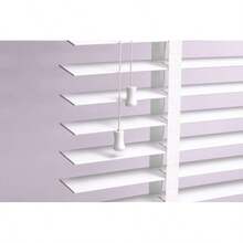 Faux Wood Wooden Window Blinds 50mm Slats With Tape & String Venetian Blind - 白色(帶膠帶) - 查看 1