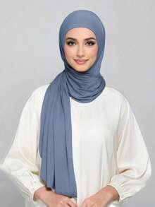1 件女士速效头巾 - 轻质针织，一体式套穿穆斯林头巾，有弹性且透气，适度贴合，可快速佩戴，适合祈祷、旅行、上学和日常使用。