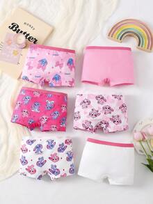 Chatreadl 6 piezas Bragas transpirables de niña con serie de conejo de dibujos animados lindo, cómodas & adecuadas para todas las estaciones - Multicolor - Ver 2