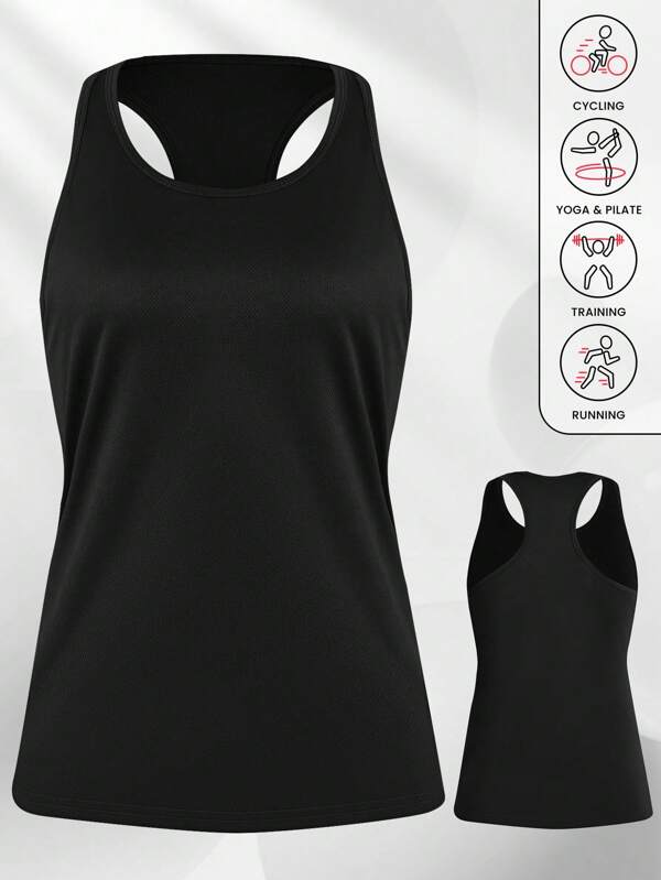 Top casual da donna, blusa senza maniche di colore solido, top per attività fisica in primavera/estate per palestra e attività all'aperto