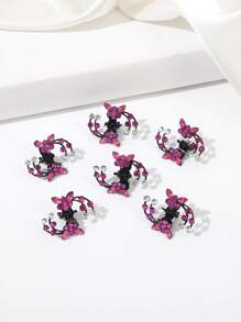 6 pièces/set Pince à cheveux mini papillon strass brillant, épingles à cheveux de mariée élégantes polyvalentes, pinces à cheveux pour accessoires de mode vestimentaire, pinces à fleurs élégantes