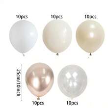 50pcs Cream White And Gold Balloons, Sand White Nude Gold Transparent Balloons, Metallic Champagne Gold Pearl White Sand Balloons, Ivory Beige Engagement Balloons, Neutral Bridal Gift Party Bohemian Decoration - Multicolor - View 3
