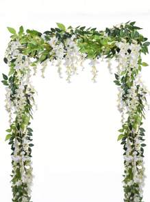 Wisteria Artificial Flowers Garland, 4pcs Total 28.8ft Artificial Wisteria Vine Silk Hanging Flowers, Suitable For Wedding Hanging Flowers Ceiling, Home Decoration, Bedroom Decoration, Ideal Gift For Back To School Season Party