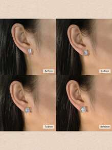 1 Paar luxuriöse 925er Sterlingsilber Ohrstecker mit funkelndem quadratisch geschliffenen Zirkonia, eleganter Schmuck für Frauen, ideal für besondere Anlässe, Geburtstage, Jahrestage und romantische Geschenke, perfekt, um jedem Outfit eine Note von Raffinesse zu verleihen, gefertigt mit zeitloser Schönheit und Haltbarkeit, ein vielseitiges Accessoire, das sowohl zu lässigen als auch formellen Looks passt, ein atemberaubendes Geschenk für sie, das jede Feier und jeden Moment noch unvergesslicher macht.