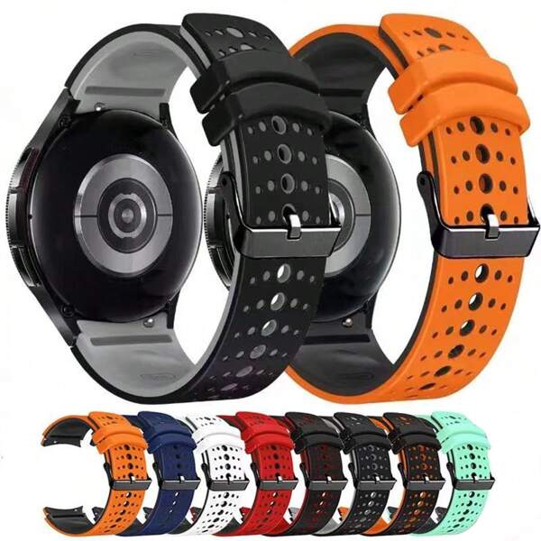 Soft Seamless Two-Tone Silicone Band For Galaxy Watch 7/6/5/4 40mm 44mm, Adjustable Replacement Wristband For Galaxy Watch 4/6 Classic 42mm 46mm 43mm 47mm, Bracelet For Galaxy Watch 5 Pro 45mm Smartwatch Accessory. Comfortable, Convenient And Easy To Wear. Replacement Practical Gift For Men And Women 20mm Width Silicone Quick Release Wristband Sports Straps