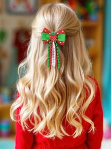 2pcs Girls Sweet Cute Strawberry Hair Bow Clips With Tassel For Daily Wear
