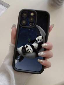 1 件月亮熊图案镂空设计保护壳，防震厚黑色手机壳，兼容 11 Pro Max/12 Pro Max/13 Pro Max/14 Pro Max/15 Pro Max/16 Plus/16 Pro Max、16E、Galaxy A55/A15/S24 Ultra/S25 Ultra、Redmi、OPPO/Realme、VIVO、Infinix、Honor、MOTO、One Plus - 黑色 - 查看 8