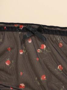 5pcs/Pack Plus Size Women Floral Print Bow Decor Comfortable Breathable Fabric Hipster Panties - Multicolor - View 7