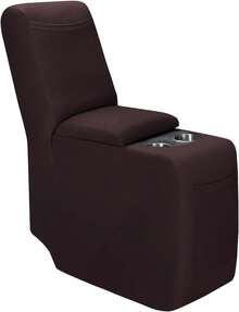 Recliner Console Cover For Reclining Couch Covers, Super Stretch Middle Console Slipcovers For Recliner Sofa Cover, Furniture Protector For Kids Pets With Pockets&Elastic Bottom, Chocolate - 巧克力棕 - 查看 1