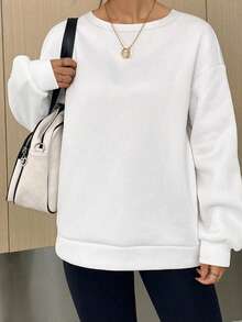 秋冬大码纯色休闲圆领长袖运动衫