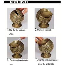 Windproof Ashtray With Lid Metal Portable Cigarettes Ashtrays For Outdoors Indoors Hand Stamped Pattern Smoking Ashtray Fancy Gift For Men Women