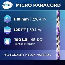 TECEUM Micro Paracord – 118 Mm X 125 Ft – Micro Utility Cord – Thin Braided Paracord Rope – Best Crafting, Projects, Fishing, Camping – Wind Chime – Survival Strong String - 紫蛇 - 查看 9