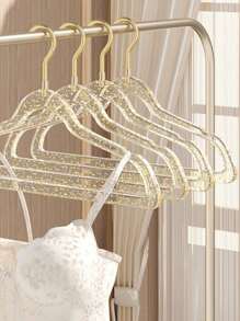 5pcs Transparent Acrylic Multi-Function Clothing Hangers, Home Use