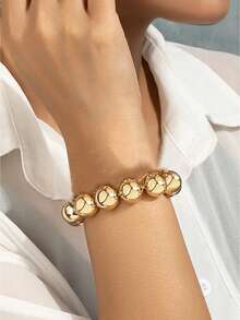 1pc Fashionable Minimalist Elegant Personalized Metal Feeling Lightweight CCB Beaded Bracelet - Beaded Bracelet - View 2