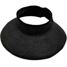 Women's Sun Visor Hats Wide Brim Straw Beach Hat Ponytail Hats For Women Foldable Floppy