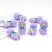 5 Peças/Pacote Contas de Flor de Silicone, Contas Focais DIY, Adequadas para Canetas Decoradas com Contas, Chaveiros, Decoração de Pulseiras, Presente de Volta às Aulas