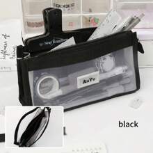 Transparent 5 Layer Mesh Bag Pen Pencil Case Visable Pocket Storage Pouch For Stationery School,Pencil Pouch,School Bag, School Supplies,Back To School