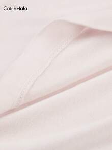 Plus Size Women's Soft Sports Tee, Ruched Waist, Back Button, Open Back, Slimming, Pink, Yoga Gym Casual - Baby Pink - View 9
