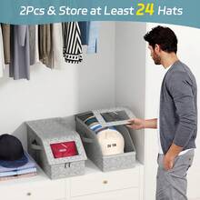 Extra Large Baseball Hat Organizer – Dustproof Hat Storage For Baseball Caps, Foldable Hat Box Organizer With Clear Window, Holds 12–24 Hats For Closet Or Travel, Perfect For Seasonal Storage And Display - 灰色 - 查看 2