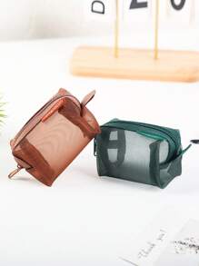 1 件小型随身包、方形网眼零钱包、迷你钥匙包、耳机包、化妆包、数码包、透明收纳包、便携式化妆包、拉链收纳包、化妆包、硬币、钥匙和卡片收纳包，适用于口红、刷子、护肤品、小物件，适用于家庭、度假和节日万圣节圣诞节多功能用途 - 彩色 - 查看 7