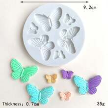 1pc Silicone Butterfly Pendant Mold, 6-Cavity Round DIY Jewelry Making Mold For Necklaces, Earrings, Keychains - Craft Accessories, Pendant Crafting|Butterfly Design| Flexible Mold, Jewelry Molds - Light Gray - View 3