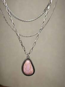 1pc Vintage Style Turquoise Inlay Necklace Chain For Women
