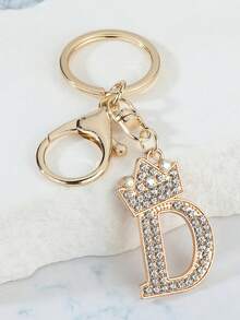 1 件时尚锌合金水钻字母装饰钥匙扣，优雅美观手提包/背包吊坠 - 完美的礼物学校汽车配件可爱哥特 Y2k